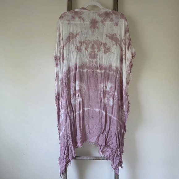 ⭐️40% Off⭐️ Moss Rose Dusty Rose Tie-Dye Fringe Kimono - Picture 3 of 12